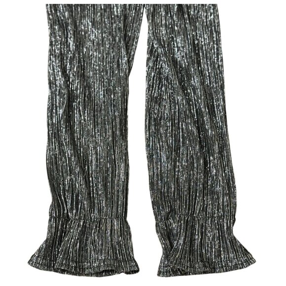 NEW Anne Klein Size S Metallic Black & Silver Cold-Shoulder Top Sleeve Ruffle - Picture 7 of 13